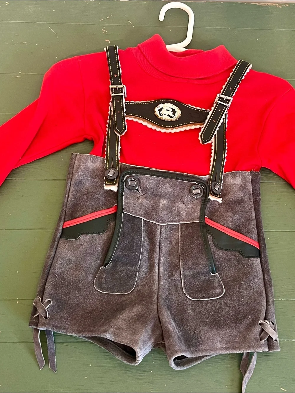 Lederhosen German Child Shorts Authentic VTG Suede Leather German 6 Golimbeck